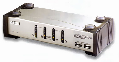Переключатель KVM Aten CS1734AC-AT KVM+Audio+USB 1.1, 1 user USB+VGA => 4 cpu PS2/USB+VGA, со шнурами USB 2х1.2+2х1.8м., 2048x1536, настол., исп.спец.