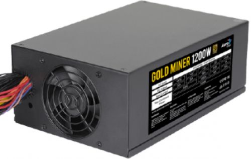 

Блок питания ATX AeroCool GOLD MINER 1200 4713105968057 2x 80mm FAN, КПД 90%, 20+4P, 2x 4+4P, 8x PCI-E 6+2P, 4x SATA, 9x PATA, GOLD MINER 1200