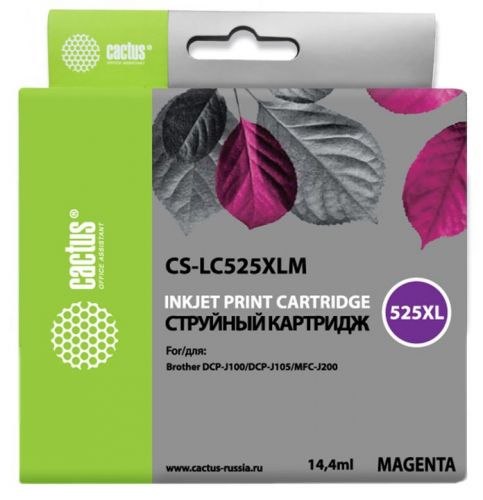 Картридж Cactus CS-LC525XLM пурпурный (14.4мл) для Brother DCP-J100/J105/J200