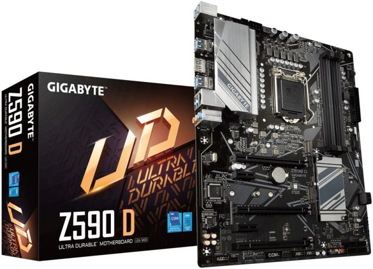 

Материнская плата ATX GIGABYTE Z590 D (LGA1200, Z590, 4*DDR4(5333), 5*SATA 6G RAID, 2*M.2, 5*PCIE, 7.1CH, Glan, DP, 8*USB 3.2), Z590 D