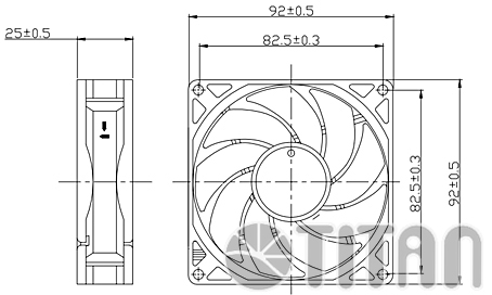 Вентилятор для корпуса Titan TFD-9225H12ZP/KU(RB)