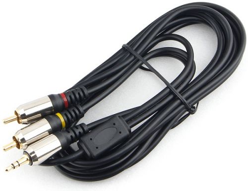 Кабель аудио Cablexpert CCAB-02-35M2RM-3MB 3.5 джек(M)/2х RCA (M), черный, 3м, блистер