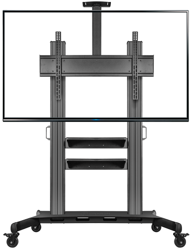 Стойка мобильная ONKRON TS2811 на 1 ТВ, 60-100" от 200х200 до 1000х600, 2 регулируемые полки, макс. нагр 136.4кг, высота 1400-1725мм, кабель-канал, че