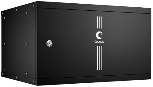 Шкаф настенный 19, 6U Cabeus WSC-05D-6U55/45m-BK серия LIGHT разборный, дверь металл, цвет черный