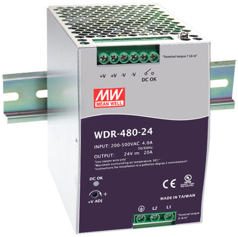 

Преобразователь AC-DC сетевой Mean Well WDR-480-24, WDR-480-24