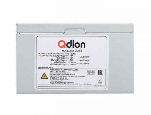 Блок питания ATX Qdion QD450 450W (ATX 2.3, 120mm fan) OEM