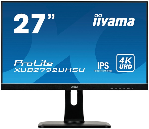 Монитор 27" Iiyama ProLite XUB2792UHSU-1 3840x2160, 4 мс, 300 кд/м2, 80000000:1, 178°/178°, IPS, DVI-D (HDCP), HDMI, DisplayPort, аудио стерео, USB Ty