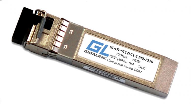 

Модуль SFP+ GIGALINK GL-OT-ST12LC1-1270-1330 SFP+, WDM, 10Гбит/с, одно волокно, SM, LC, Tx:1270/Rx:1330 нм, 12 дБ (до 20 км) DDM, GL-OT-ST12LC1-1270-1330