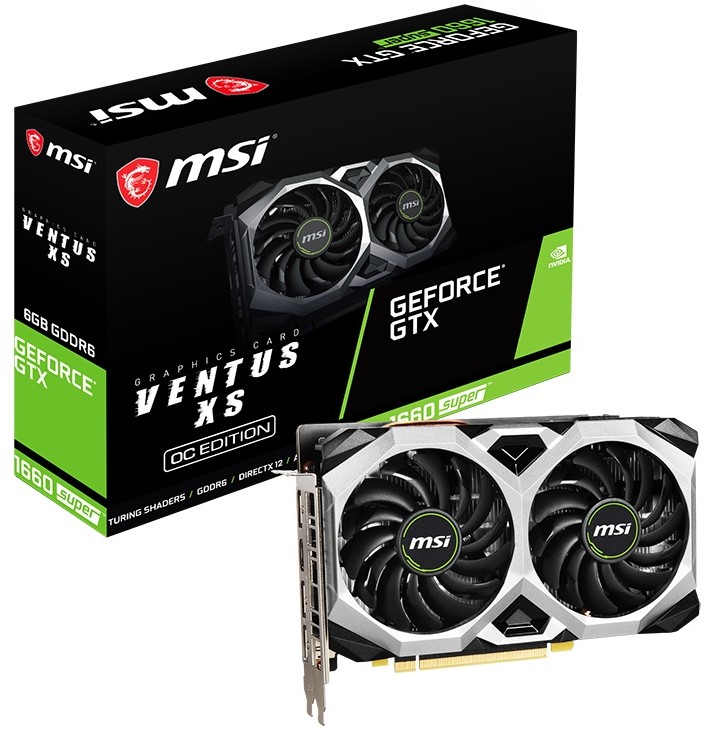 Видеокарта PCI-E MSI GeForce GTX 1660 Super VENTUS XS OC (GTX 1660 SUPER VENTUS XS OC) 6GB GDDR6 192bit 12nm 1530/14000MHz HDMI/3*DP/HDCP Ret