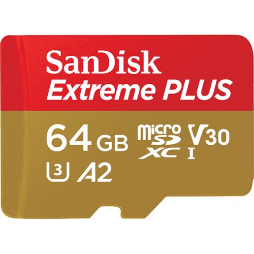 Карта памяти 64GB SanDisk SDSQXBZ-064G-GN6MA Extreme Plus microSDXC + SD Adapter + Rescue Pro Deluxe 170MB/s A2 C10 V30 UHS-I U3 - фото 1