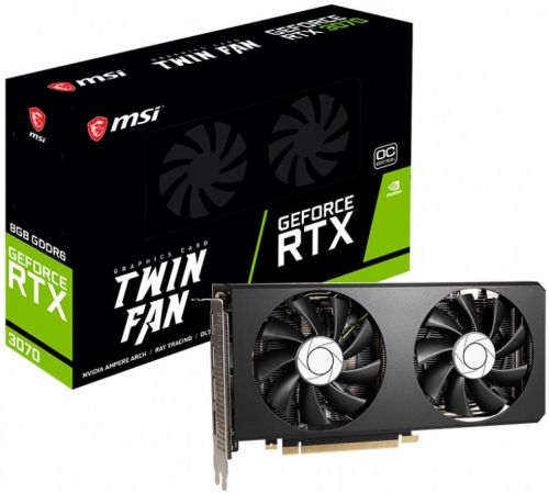 

Видеокарта PCI-E MSI GeForce RTX 3070 TWIN FAN OC (RTX 3070 TWIN FAN OC) 8GB GDDR6 256bit 8nm 1500/14000MHz 1*HDMI 3*DP, GeForce RTX 3070 TWIN FAN OC (RTX 3070 TWIN FAN OC)