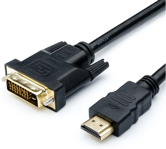 Кабель HDMI-DVI Atcom AT3810 3.0м, 24 pin, 2 феррита, черный, пакет