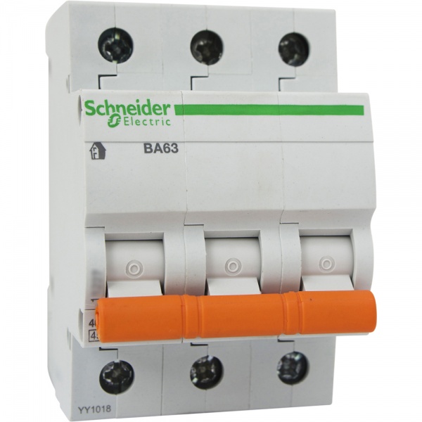 

Автоматический выключатель Schneider Electric 11221 ВА63 3P 6A 4.5kA (серия "Домовой"), 11221