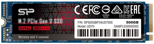 Накопитель SSD M.2 2280 Silicon Power SP500GBP34UD7005 UD70 500GB PCIe Gen 3x4 QLC 3400/3000MB/s MTBF 1.8M