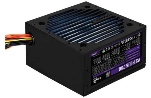 Блок питания ATX AeroCool VX PLUS 750 RGB 4718009150942 750W, APFC, RGB fan 120mm, 2*PCI-E [6+2-Pin], 6*SATA, 3*MOLEX, FDD, 500mm cable, Retail