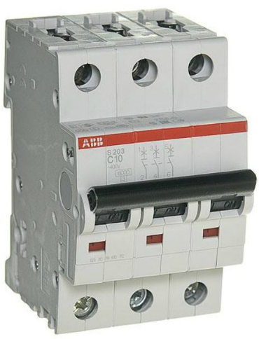Автоматический выключатель ABB 2CDS253001R0104 S203 3P 10А (С) 6kA