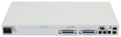 Шлюз ELTEX TAU-36.IP-AC-S 36хFXS, 3хRJ45-10/100/1000, 2 слота для SFP, SIP/H.323, 1U, AC 220V