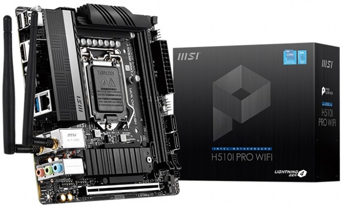 

Материнская плата mini-ITX MSI H510I PRO WIFI (LGA1200, H510, 2*DDR4(3200), 4*SATA 6G, M.2, 7.1CH, 2.5Glan, WiFi, BT, HDMI, DP, 4*USB 3.2), H510I PRO WIFI