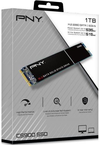 Накопитель SSD M.2 2280 PNY M280CS900-1TB-RB CS900 1TB SATA 6Gb/s 3D TLC 535/515MB/s MTBF 2M RTL - фото 3