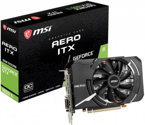 

Видеокарта PCI-E MSI GeForce GTX 1660 Ti GTX 1660 TI AERO ITX 6G OC 6GB GDDR6 192bit 12nm 1500/12000MHz DP/HDMI/DL-DVI-D, GeForce GTX 1660 Ti