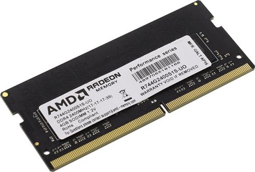 Модуль памяти SODIMM DDR4 4GB AMD R744G2400S1S-UO PC4-19200 2400MHz CL17 260-pin 1.2V OEM