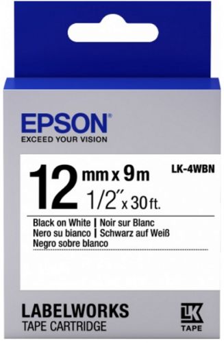 Лента Epson C53S654021 термотрансферная LK4WBN 12/9), черный на белом