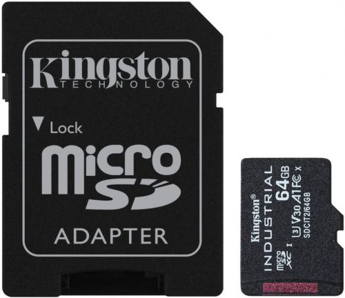 Карта памяти 64GB Kingston SDCIT2/64GB microSDHC class10 UHS-I industrial с адаптером