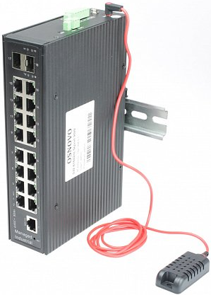 Коммутатор OSNOVO SW-81602/ILS(Port 90W, 600W) промышленный управляемый (L2+) HiPoE Gigabit Ethernet на 16GE PoE + 2 GE SFP порта с функцией мониторин