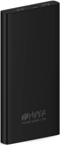 Аккумулятор внешний универсальный HIPER METAL 10K BLACK Li-Pol 10000mAh 2.1A+2.1A 2*USB, Micro-USB черный