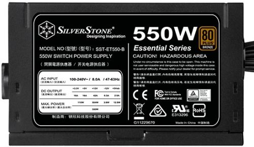 Блок питания ATX SilverStone ET550-B 550W, 80 PLUS Bronze, 120mm fan, RTL