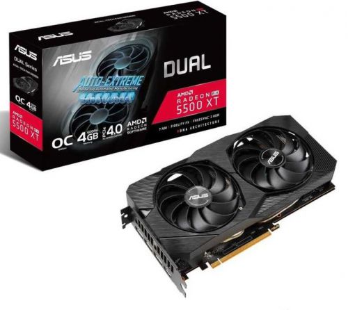 

Видеокарта PCI-E ASUS Radeon RX 5500XT DUAL-RX5500XT-O4G-EVO 4GB GDDR6 128bit 7nm 1733/14000MHz HDMI/DPx3/HDCP Ret, Radeon RX 5500XT