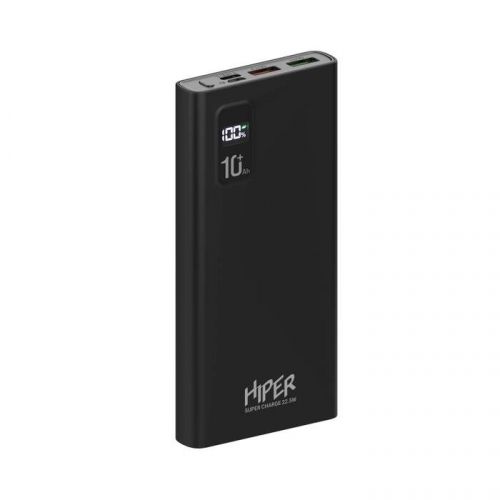 Аккумулятор внешний HIPER FAST 10000 BLACK 10000mAh, 5A, QC, PD, 3*USB, черный