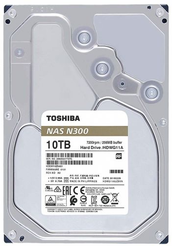 Жесткий диск 10TB SATA 6Gb/s Toshiba (KIOXIA) HDWG11AUZSVA 3.5" N300 NAS 7200rpm 256MB