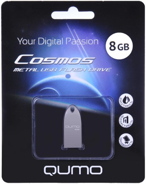 

Накопитель USB 2.0 8GB Qumo QM8GUD-Cos Cosmos, серебро, QM8GUD-Cos