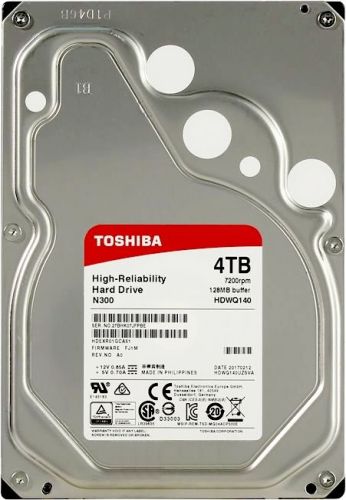 Жесткий диск 4TB SATA 6Gb/s Toshiba HDWQ140UZSVA 3.5" N300 7200rpm 128MB NCQ Bulk