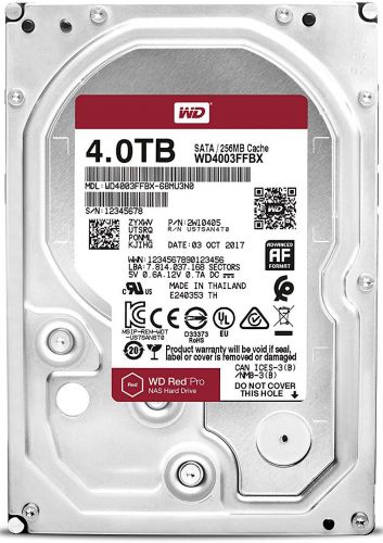 Жесткий диск 4TB SATA 6Gb/s Western Digital WD4003FFBX 3.5" WD Red Pro 7200rpm 256MB NCQ Bulk