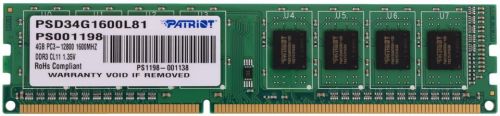 Модуль памяти DDR3L 4GB Patriot Memory PSD34G1600L81 Signature Line PC3-12800 1600MHz CL11 1.35V SR RTL