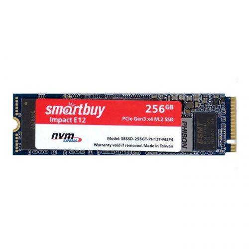 Накопитель SSD M.2 SmartBuy SBSSD-256GT-PH12-M2P4 256GB, Impact E12, PCI-E x4, up to 3200/1300MBs, NVMe, 3D TLC, DRAM, PS5012-E12, 22х80мм