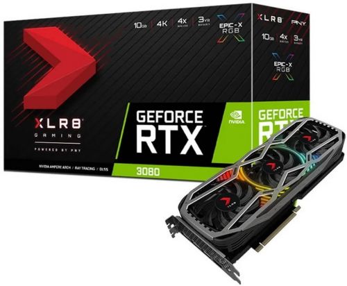 Видеокарта PCI-E PNY GeForce RTX 3080 XLR8 Gaming REVEL EPIC-X RGB Triple Fan LHR 10GB GDDR6X 320bit HDMI/3*DP RTL