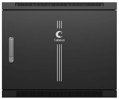Шкаф настенный 19, 15U Cabeus SH-05F-15U60/35m-BK телекоммуникационный 600x350x769mm (ШхГхВ) дверь металл, цвет черный (RAL 9004)