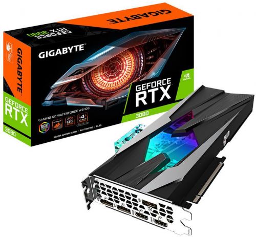 Видеокарта PCI-E GIGABYTE GeForce RTX 3080 GAMING OC WATERFORCE WB (GV-N3080GAMINGOC WB-10GD 2.0) 10GB GDDR6X 320bit 8nm 1440/19000MHz 2*HDMI/3*DP LHR