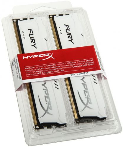 Модуль памяти DDR3 8GB (2*4GB) HyperX HX316C10FWK2/8 Fury white PC3-12800 1600MHz CL10 1.5V Радиатор RTL