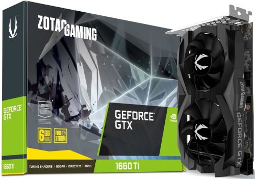 

Видеокарта PCI-E Zotac GeForce GTX1660Ti ZT-T16610F-10L 6GB GDDR6 192-bit 12nm 1500/12000MHz 3*DP/HDMI, GeForce GTX1660Ti