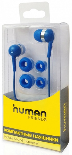 

Наушники CBR Human Friends Screamer blue, динамик 10 мм, 32 Ом, провод 120 мм, разъем 3,5 мм, Human Friends Screamer