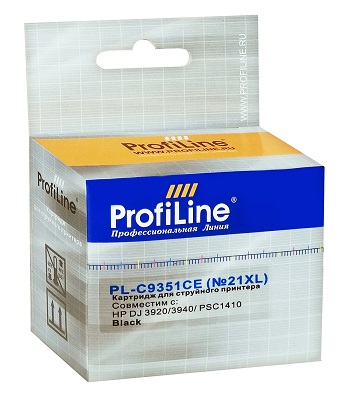 Картридж ProfiLine PL-C9351CE-Bk №21XL для принтеров HP DJ 3920/3940/ PSC1410 Black пигмент ProfiLine