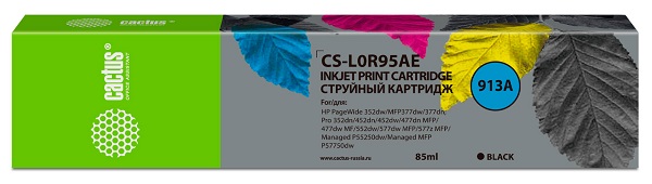 Картридж Cactus CS-L0R95AE струйный 913A черный (85мл) для HP PW 352dw/377dw/Pro 477dw/452dw