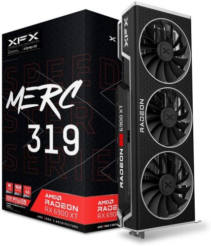 

Видеокарта PCI-E XFX Radeon RX 6900 XT Speedster MERC 319 RX-69XTACUD9 16GB GDDR6 256bit 7nm 1925/16000MHz HDMI/3*DP RTL, Radeon RX 6900 XT Speedster MERC 319