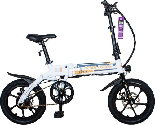 Велосипед HIPER Engine Mini 160 HE-MB160 Pearl White электрический, 16 колеса, 350 Вт, складной, алюминивая рама, белый