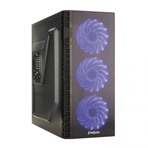 

Корпус ATX Exegate EVO-7216 EX278418RUS miditower, 500NPX, 120mm, 1*USB+1*USB3.0, Audio, black-blue light, EVO-7216