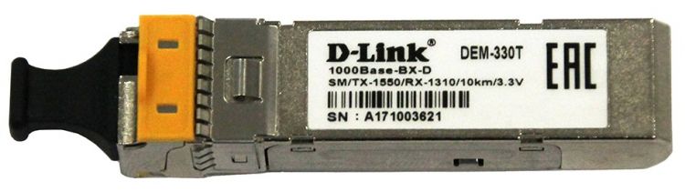 

Модуль SFP D-link 330T/10KM/A1A 1000BASE-BX-D SM, LC, 10km, трансмиттер, WDM, 330T/10KM/A1A